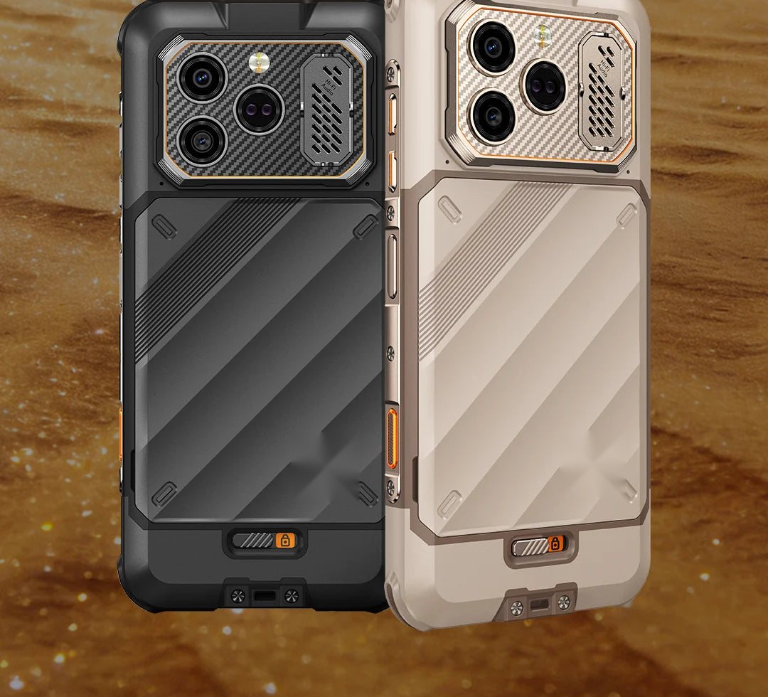 Rugged smartphone, front and rear view